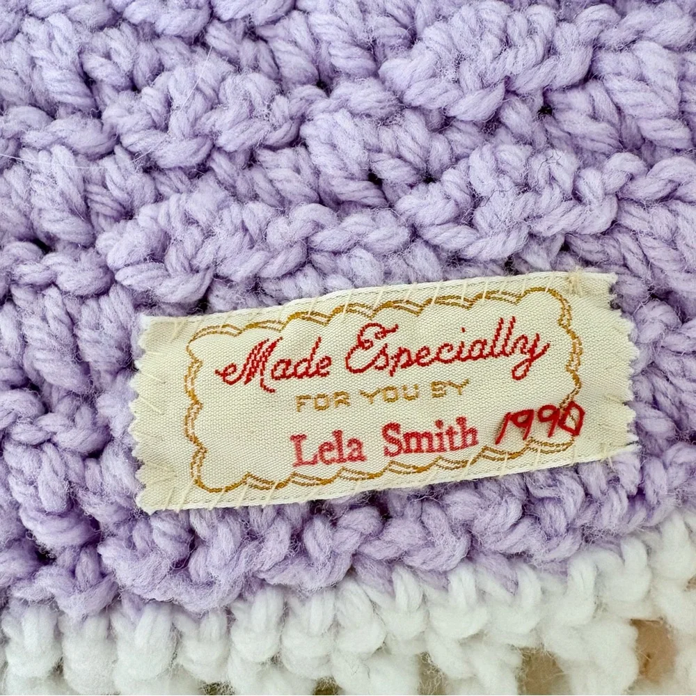 Vintage Handmade Granny‎ Square Crocheted Baby Blanket